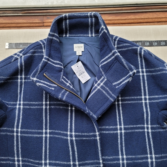 New! J. CREW Size 6 City Coat in Windowpane Antique Navy Blue White NWT - Picture 4 of 9